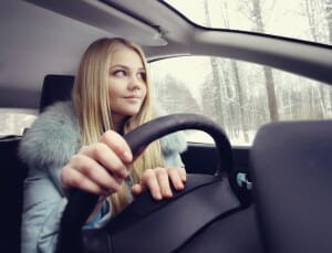 blonde behind the wheel