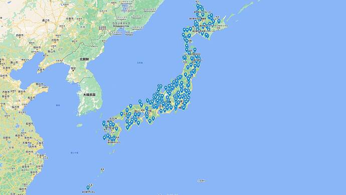 日本充電インフラが急速充電器を設置した道の駅一覧（Googleマイマップ）