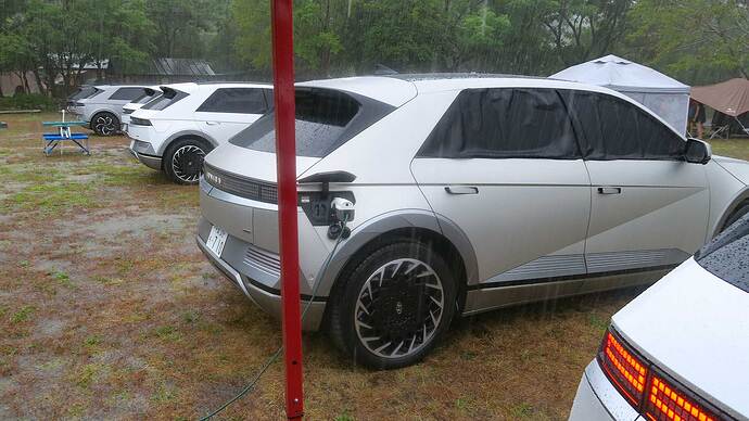 IONIQ 5から手軽に給電。晴れときどき豪雨の2日間でした。