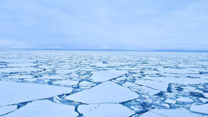 「網走流氷観光砕氷船おーろら」船上からの風景。