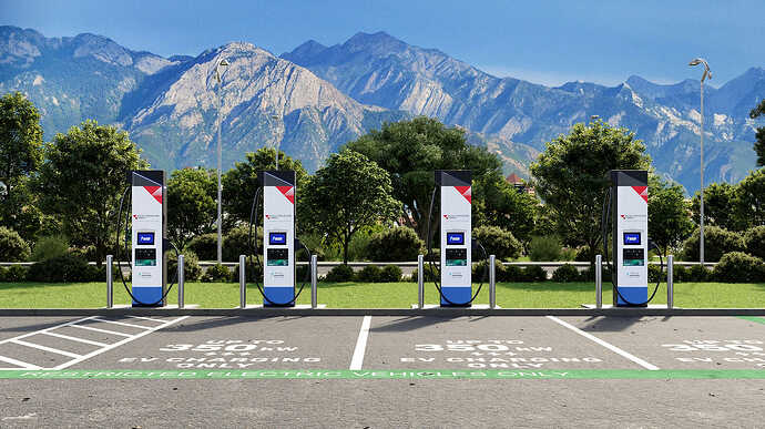ロッキー山脈を望む超高出力急速充電ステーション（出典：Electrify America）