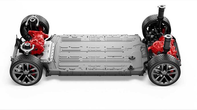 テスラ モデルS Plaidのパワートレイン。