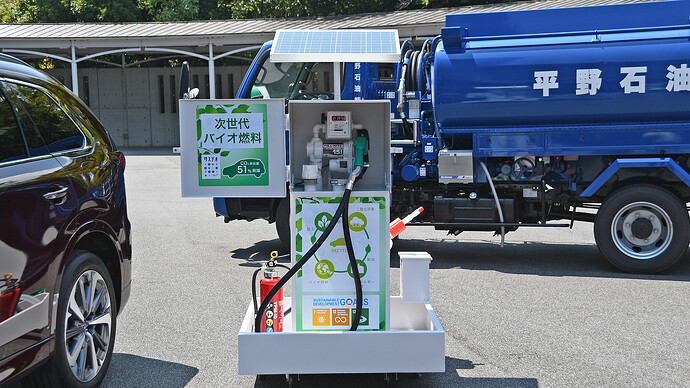 ソーラーパネルつきの簡易給油機。