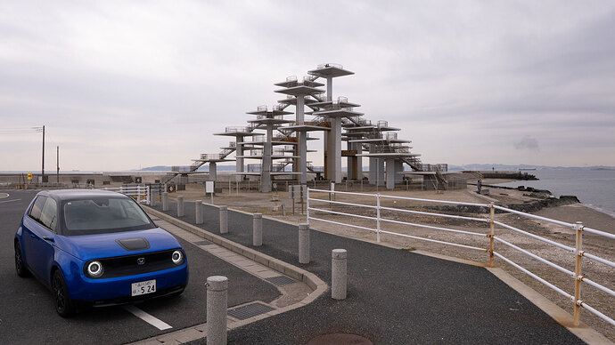 「EV×絶景」富津岬。※冒頭写真は富津海水浴場にて。