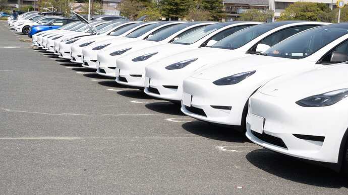 私の青いHonda eが異物のように……。