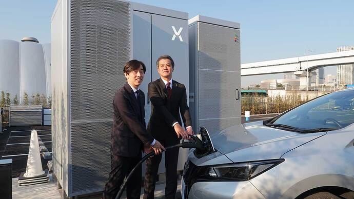パワーエックスの伊藤CEO（左）と、アストラゼネカの吉越CFO（右）。