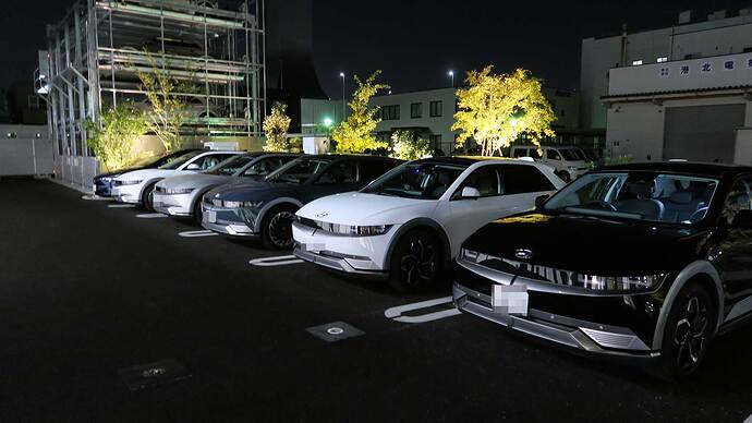 CXCの駐車場には参加者のIONIQ 5がズラリ。