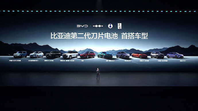 第2世代ブレードバッテリー搭載車（BYD公式ライブ配信より引用）。