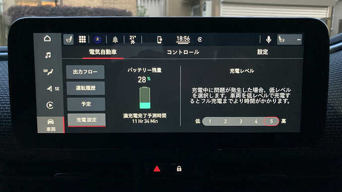 この時点で充電レベルを5に設定すると11時間半まで短縮。だが、しばらくレベル3で充電して様子を見る。