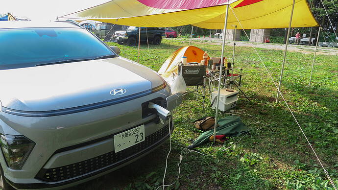 電源はKONAから室外V2L。