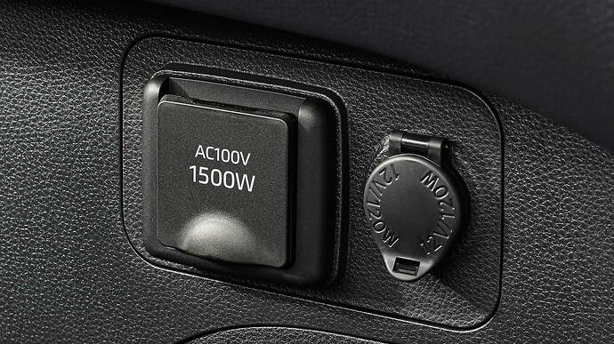 AC100V（最大1500W）コンセントが標準装備。