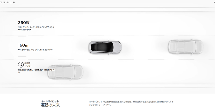 テスラの自動運転。画像はテスラ公式より。