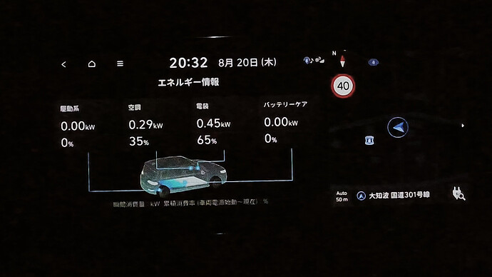 エアコン稼働時の消費電力表示。