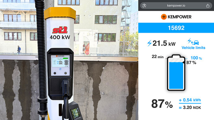 Kempowerの充電器はQRコードから充電状況を簡単に確認できる。