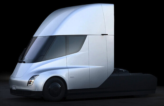 テスラの電動牽引車Tesla Semi。テスラの公式サイトより転載。