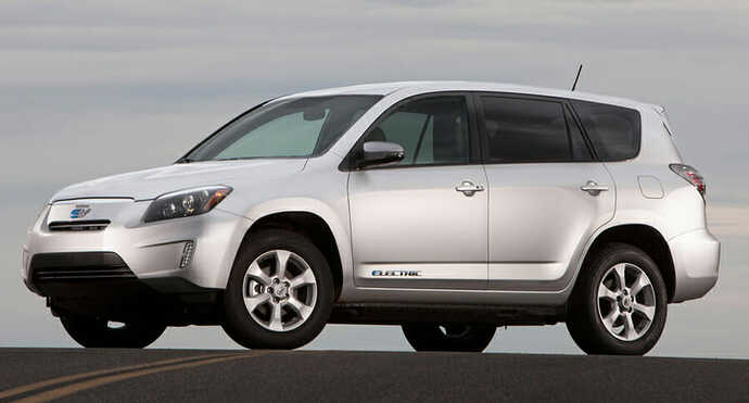 2012年、トヨタがテスラと共同開発した『RAV4 EV』。リチウムイオン電池の搭載容量は41.8kWh。実走行距離100マイル（約160km）とされていた。