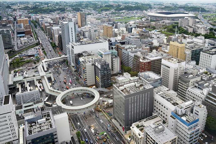 港北区:新横浜駅前の空撮画像