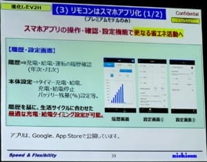 充電・給電・運転の月次・年次の履歴が見られる。タイマー充給電・充給電停止、バッテリー残量設定なども可能。