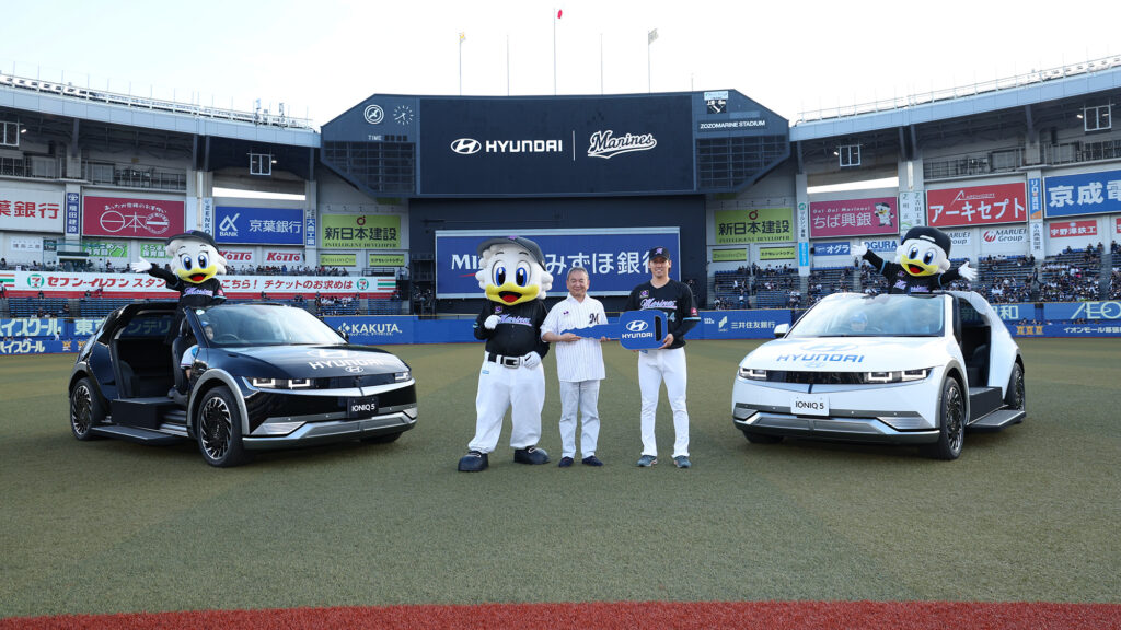 ZOZOマリンスタジアムにヒョンデのEV「IONIQ 5」のリリーフカーが登場／観戦チケットプレゼント！